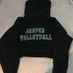 Cropped hoodie with green lettering